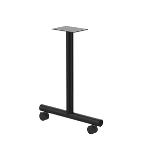 OEM/ODM Pieds de meubles en métal modernes Pieds de table d'ordinateur en forme de T en acier avec roulettes à vendre