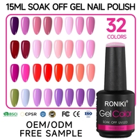 Kit de vernis à ongles en gel RONIKI 15ml, longue tenue, vernis à ongles vegan, à retirer par trempage, UV, marque privée