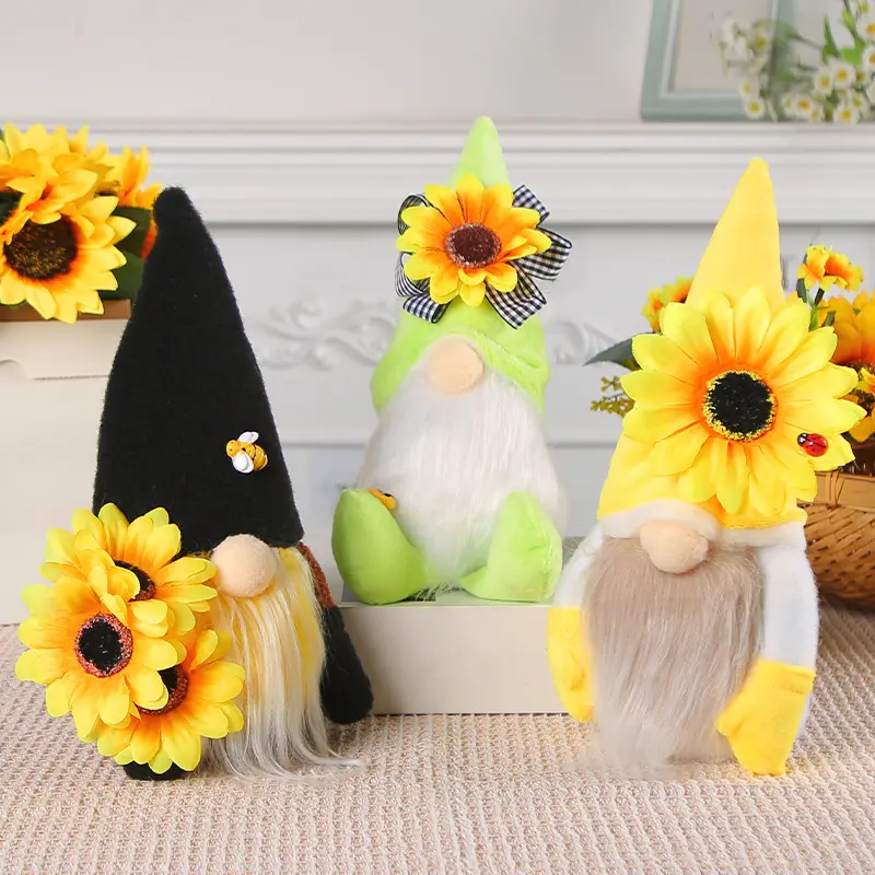 Christmas Halloween Decoration Gift Bee Dwarf Faceless Doll Lovely Sunflower Bee Doll Ornaments for Holiday Gifts