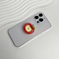 Support de téléphone portable en résine mignon rouge Apple Socket Grip support de téléphone pliable rétractable pour Samsung Iphone 15 16 17 Max