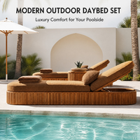 Chaise longue en teck de style nordique pour l'extérieur, résistante à l'eau et aux UV, idéale pour hôtel, maison d'hôtes, cour, bord de plage, canapé-lit