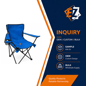 Chaise pliante de camping bleue, chaise de réalisateur avec porte-gobelet, tissu Oxford pour camping en plein air, pêche, pique-nique, OEM personnalisé - Product Image 6