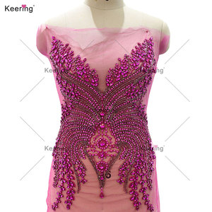 WDP-624 Keering in Stock prodotti fatti a mano <span class=keywords><strong>pietra</strong></span> <span class=keywords><strong>con</strong></span> ricamo fiore di cristallo da sposa strass Applique per indumento - Product Image 6