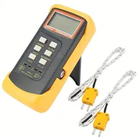 Digital Portable High-Temperature Thermometer Dual Channel K-Type Thermocouple Probes LCD Display Battery Powered