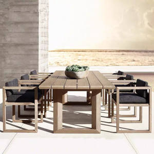 Conjunto de comedor de teca para exteriores de 6 plazas, resistente a la intemperie, muebles de jardín para villa, patio, terraza, hotel, casa de huéspedes - Product Image 3