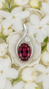 Pendentif en argent 925 avec moissanite et grenat, serti griffe, tendance, bijoux pour femme au quotidien - Product Image 2
