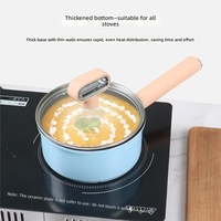 Casserole antiadhésive de 16 cm avec couvercle en verre, casserole de qualité alimentaire pour la nourriture pour bébés