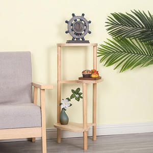 モダンパインウッド3層植物スタンドパウダーコーティング木製コーナーディスプレイラック家庭用苗床用フラワーポット棚リビングガーデン - Product Image 4
