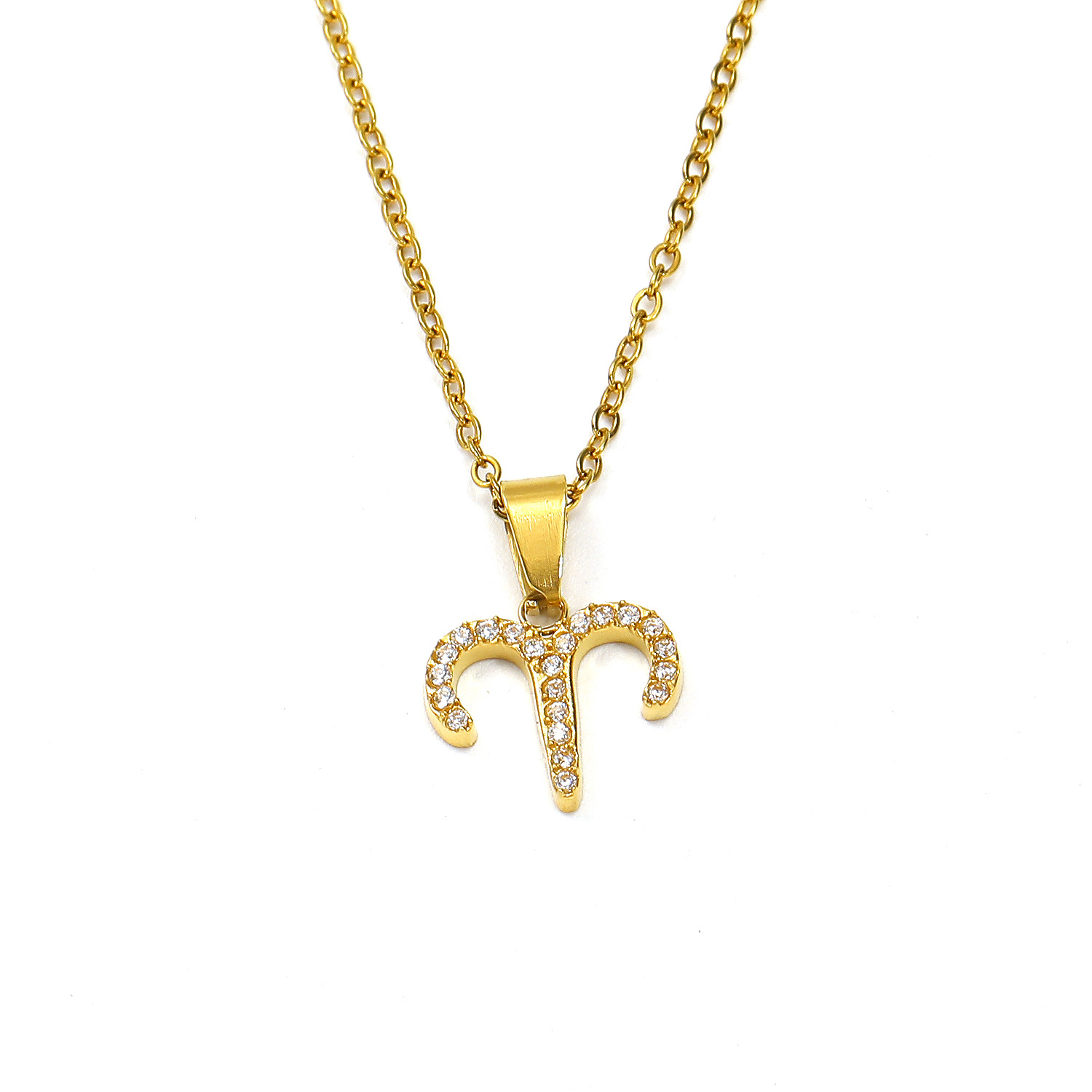 Fashion fine jewelry 12 zodiac pendant necklace gold zircon aquarius signs Necklace for women