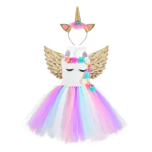 2024 BAIGE pakaian Led kualitas tinggi, Gaun menyala, Rok Tutu gaun putri bercahaya, kostum lampu Led Unicorn anak perempuan