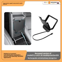 Organisateur de rangement pour accoudoir Tesla Model Y/3/S/YL (ABS) – Style professionnel, gestion des câbles, compartiment de confidentialité pour console centrale