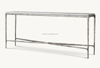 Table console moderne de haute qualité en marbre naturel antique, durable, avec cadre en fer forgé doré, meuble étroit pour salon, pour la maison