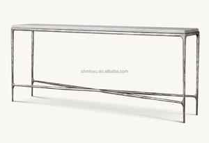 Table <span class=keywords><strong>console</strong></span> moderne de haute qualité <span class=keywords><strong>en</strong></span> marbre naturel antique, durable, avec cadre <span class=keywords><strong>en</strong></span> fer forgé <span class=keywords><strong>doré</strong></span>, meuble étroit pour salon, pour la maison - Product Image 4