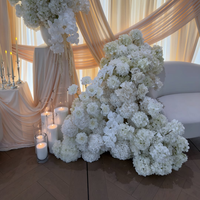 ZKAI - Arreglo de Flores de Hortensia Blanca 3D de Tamaño Personalizado, Camino de Flores Esponjosas, Hilera de Flores de Hortensia para Decoración de Bodas
