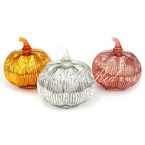 Factory direct wholesale Halloween Flashing glass LED pumpkin decoration lantern gift pumpkin halloween