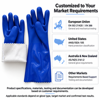 Gants de travail en PVC doublés polaire polyester, avec grip sablé, manchette longue de 35 cm, pour la manutention et le nettoyage industriels, logo personnalisé, vente en gros