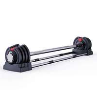 Poids libres Ensemble d'haltères réglables 3 en 1 avec bielle Barbell Poignées antidérapantes Kettlebell Barbell