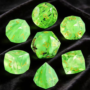 16mm 다면체 프리즘 D&D 주사위 세트 - 7개입 하늘색 유리 게임용 주사위 (테이블탑 롤플레잉 게임용) - Product Image 5