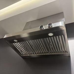 Cuisinière et hotte aspirante de 48 pouces, 2000 m³/h, filtre à déflecteurs, conduit de cheminée, double moteur, commandes numériques rondes à écran tactile - Product Image 3