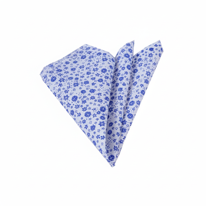 Foulard en coton avec imprimé fleur bleue sur blanc - Product Image 2