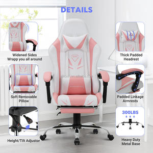 Silla de juego rosa más barata de <span class=keywords><strong>Chaho</strong></span>, <span class=keywords><strong>sillas</strong></span> de ordenador de juego Led, luz Rgb, silla de juego para Gamer con reposapiés y masaje - Product Image 5