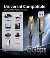 Cable Óptico Activo USB 3.0 AOC de 30m, Cable de Extensión USB A a C de 5Gbps para Cámara, Extensor KVM
