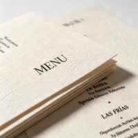 Cartes de menu en papier coton gaufré personnalisées, menu de dîner en papier texturé gaufré pour mariage et restaurant