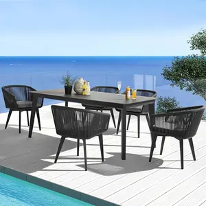 Hangrui 2024 último ocio impermeable terraza cuerda tejida muebles de exterior Patio salón sofá jardín conjunto