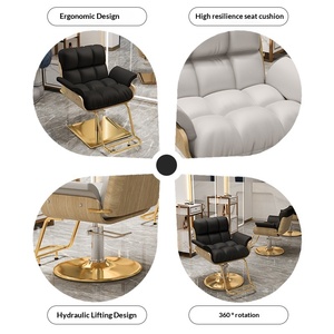 Sillón <span class=keywords><strong>de</strong></span> Barbería <span class=keywords><strong>de</strong></span> Madera <span class=keywords><strong>de</strong></span> Alta Gama para Salón <span class=keywords><strong>de</strong></span> Belleza, Diseño Moderno con Asiento y Reposabrazos Giratorios y Ajustables en Altura - Product Image 6