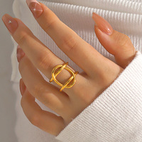 Cincin Oval Minimalis Terinspirasi Mode Eropa dan Amerika, Cincin Garis Gaya Hip-Hop Niche, Grosir