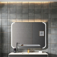 Miroirs de salle de bain modernes à prix d'usine, éclairés par LED 3 couleurs, avec fonction anti-buée, coins arrondis, interrupteur tactile, design rectangulaire, montage mural
