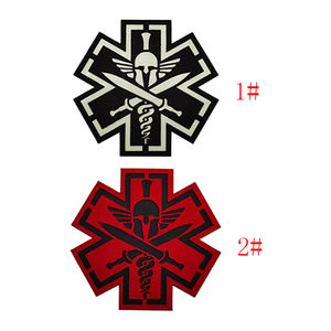 MEDIC Primeros Auxilios Rescate Forma de Cruz con Láser Sparta Blanco Doble Sward Reflectante Resplandor EN LA Oscuridad Parche Coser Bolsa Sombrero Camiseta - Product Image 1