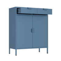 Armoire de rangement moderne en acier avec 5+ tiroirs, gain de place, multifonctionnelle, 2 portes pour bar à domicile
