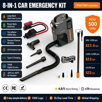 Démarreur de voiture 8-en-1 certifié CE ROHS, gonfleur de pneus portable 150 PSI, chargeur sans fil, aspirateur, lumière d'urgence, OEM ODM