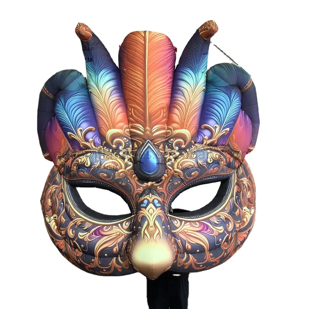 Máscara inflável pintada de 3m de largura pode ser pendurada para passarela e decorações de máscaras