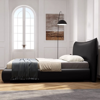 Voxhome USA Showroom en Stock Noir Designer King Size Lits Queen Size Style Minimaliste Italien Minimaliste Cadre de Lit en Cuir