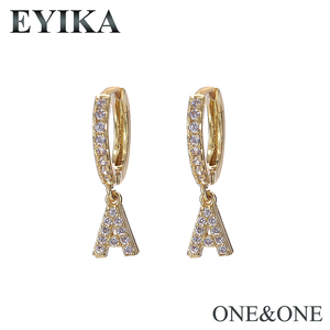 Boucles <span class=keywords><strong>d</strong></span>'oreilles alphabet pour femmes, bijoux en laiton, plaqué or, boucles <span class=keywords><strong>d</strong></span>'oreilles - Product Image 4