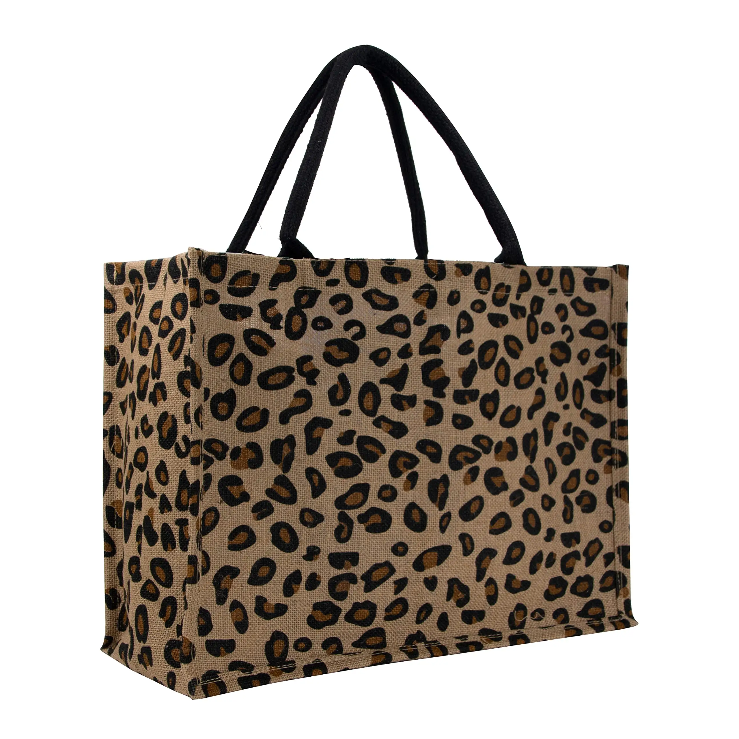 Hibala Jute Große Strand tasche Stroh Strand tasche Handgemachte Web-Umhängetasche Quaste Tasche Leopard