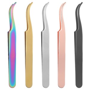 Pinzas de acero inoxidable, herramientas para principiantes en extensión de pestañas, rizador de pestañas postizas con punta redonda, rizador tipo delfín, titanio - Product Image 2