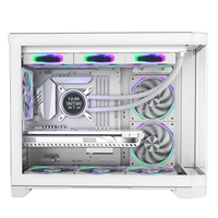 Casing Komputer Grosir AntarcChill Panel Kaca Lengkung Full View Gaming PC Case Kipas ARGB Pendingin Air ATX PC Gaming Case