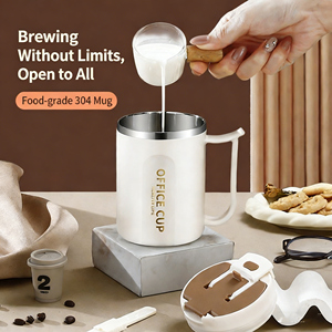 แก้วสแตนเลส 304 สำหรับสำนักงาน ใส่กาแฟ น้ำ ชา พร้อมฝาและหูจับ - Product Image 2