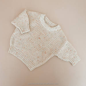 INS 사용자 정의 청키 100% 면 니트 대형 유아 성별 중립 아기 어린이 풀오버 얼룩 스웨터 - Product Image 4