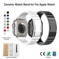 Tali Jam Tangan Pintar Mewah Pengganti untuk Pria untuk Apple Watch, Tali Jam Keramik Satu Sisi yang Dapat Dilepas