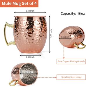 Tazas de Acero Inoxidable Ecológicas para Regalo, Disponibles para Envío Inmediato, para Vodka, Vino, Cerveza, Cócteles, Moscow Mule, Fiestas y Bares - Product Image 3