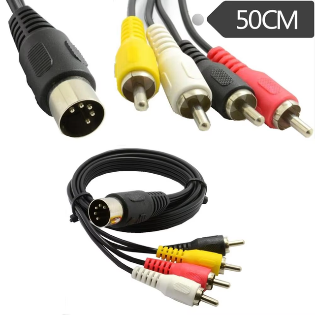"Male Din Plug to 4 RCA Phono Plugs Audio Cable 3m PVC Jacket for Mic Speaker HDTV Monitor Home Use Piano with Custom Logo"