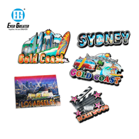 Souvenir de voyage écologique Melbourne Aimant de réfrigérateur Autocollants magnétiques en bois multicouche imprimés sur mesure avec dôme époxy 3D