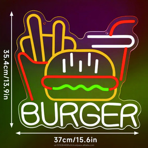 Letrero luminoso LED de neón con diseño de hamburguesa rusa, luz indicadora para tienda, luz ambiental colgante para interiores y exteriores, 12V - Product Image 3
