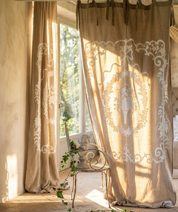 Rideau en lin naturel de la meilleure qualité avec broderie florale et dentelle pour la maison, l'hôtel et la station balnéaire - Product Image 4