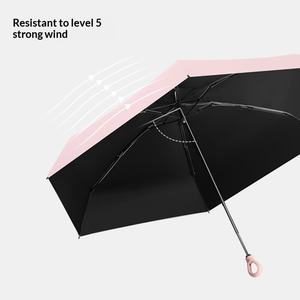 초경량 수동 5단 접이식 천 우산 링 버클 손잡이 자외선 차단 기능 우산 소형 - Product Image 5