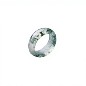 Anillos de Ágata Musgosa Verde Natural Pulida al por Mayor para Mujeres y Hombres - Regalo de Navidad Impermeable Exportación Global ZF - Product Image 2